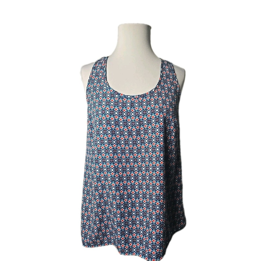 Pleione Geo Print Hi-Low Sleeveless Tunic Top Small S